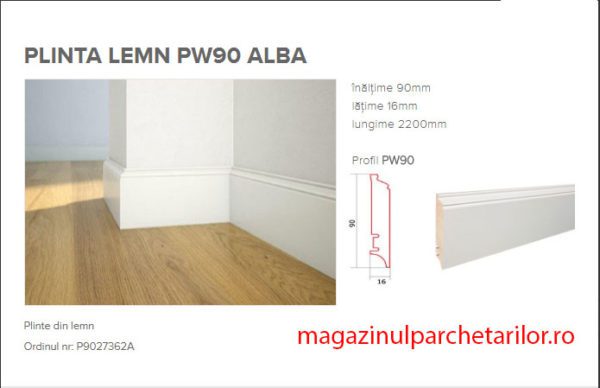 Plinte albe din lemn vopsite PW90 - imagine 2