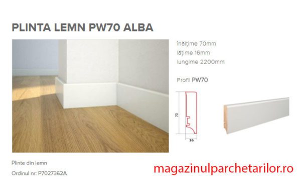 Plinta parchet din lemn alba PW70 - imagine 3