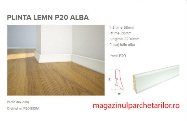 Plinte albe din lemn infoliate P20 - imagine 2