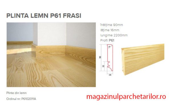 Plinta din lemn P61 stratificat cu furnir Frasin - imagine 2