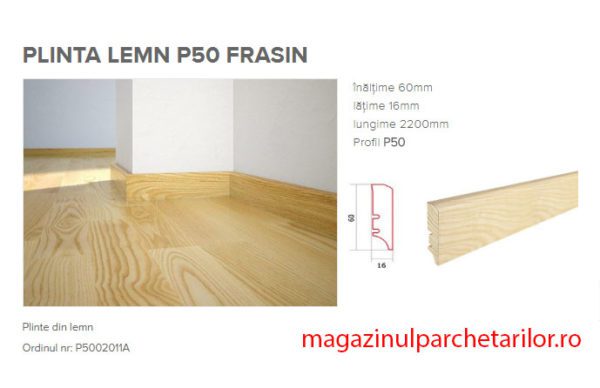 Plinta din lemn P50 stratificat cu furnir Frasin - imagine 2