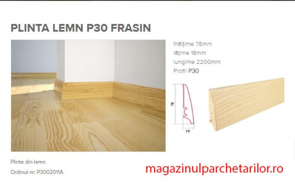 Plinta din lemn P30 stratificat cu furnir Frasin - imagine 2