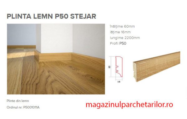 Plinta din lemn P50 stratificat cu furnir Stejar - imagine 2