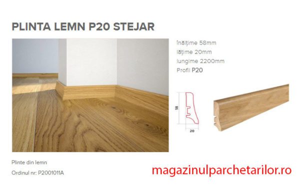 Plinta din lemn P20 stratificat cu furnir Stejar - imagine 2
