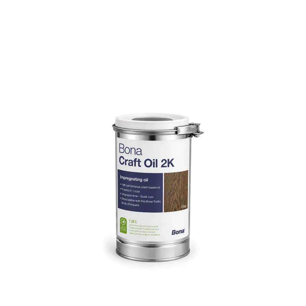 Recipient Bona Craft Oil 2K Clay 1,25 L, ulei bicomponent în nuanță caldă pentru pardoseli din lemn