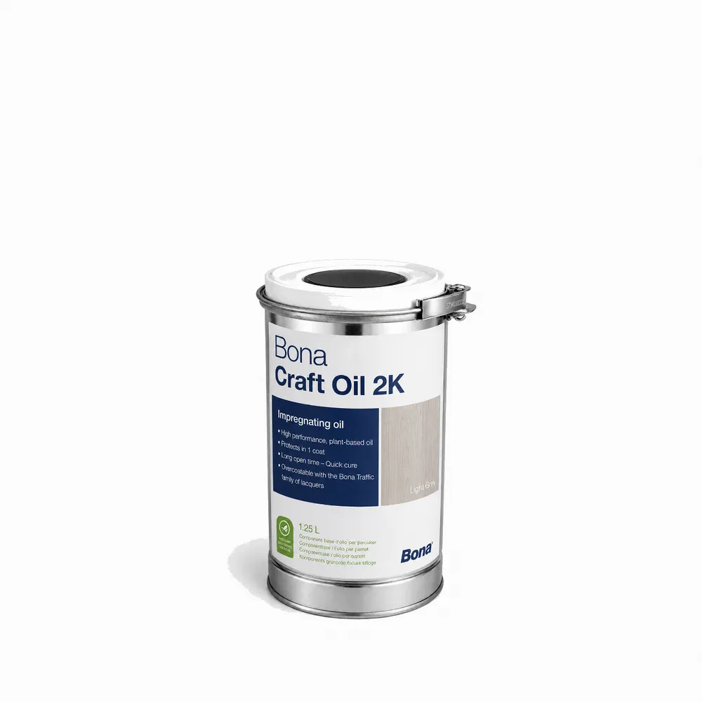Recipient Bona Craft Oil 2K Light Grey 1,25 L, ulei bicomponent gri deschis pentru pardoseli din lemn
