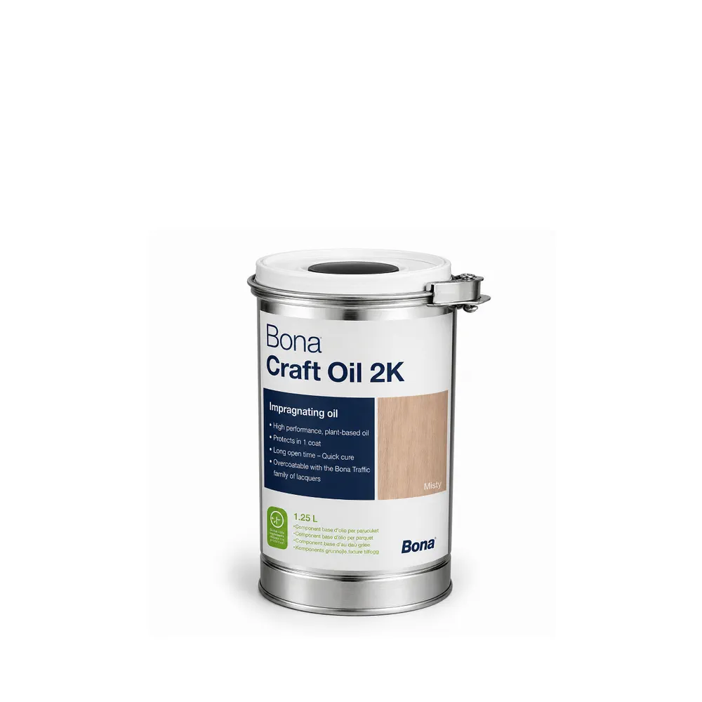 Recipient Bona Craft Oil 2K Misty 1,25 L, ulei bicomponent gri pentru pardoseli din lemn